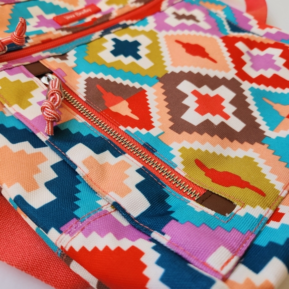 Vera Bradley Hacienda Diamonds Colorful Print Coral Strap Crossbody Bag Purse - Picture 7 of 15